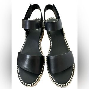 Brand NEW FrancoSarto “PATRA, BLACK LE Platform Wedge Espadrille Sz. 9.5